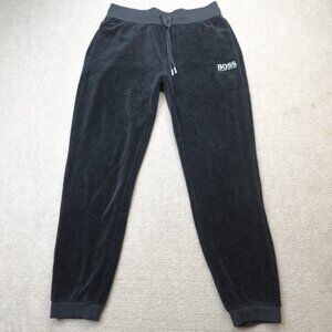 Hugo Boss Mens Pants Medium Black Drawstring Cuffed Ankles Black Jogger Velour